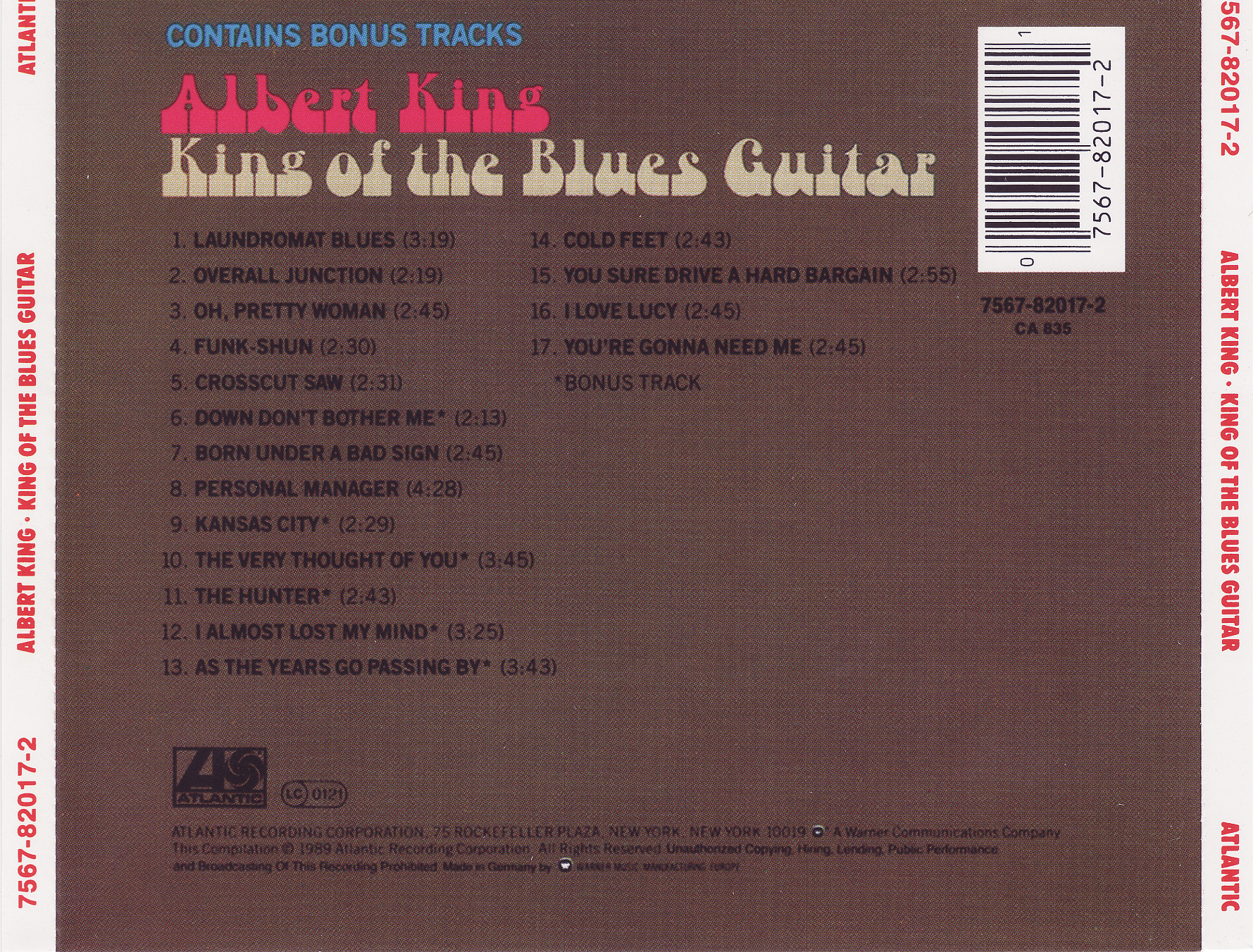 King of the Blues Guitar — Albert King back cover