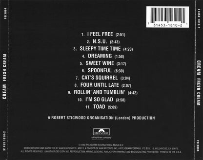 Fresh Cream — Cream back cover