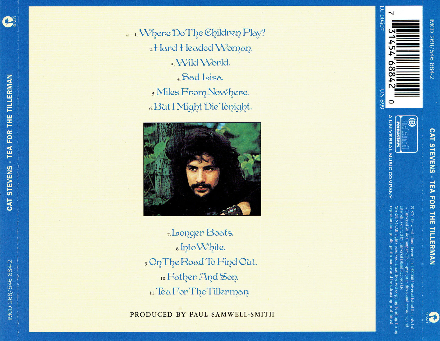 Tea for the Tillerman — Cat Stevens back cover