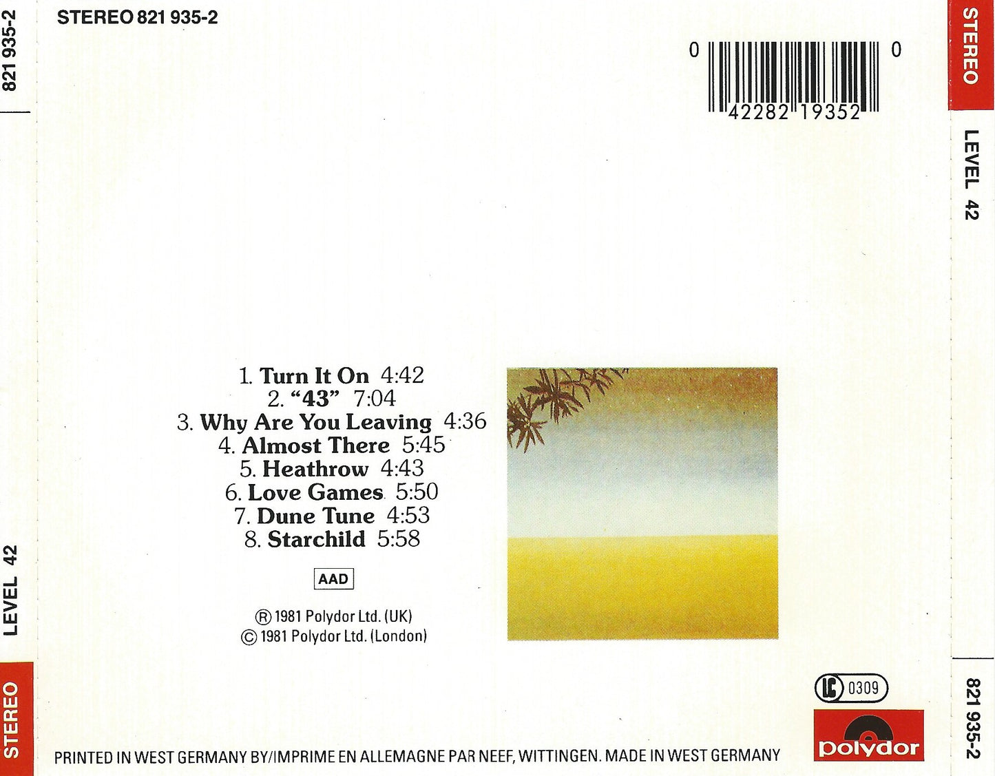 Level 42 — Level 42 back cover