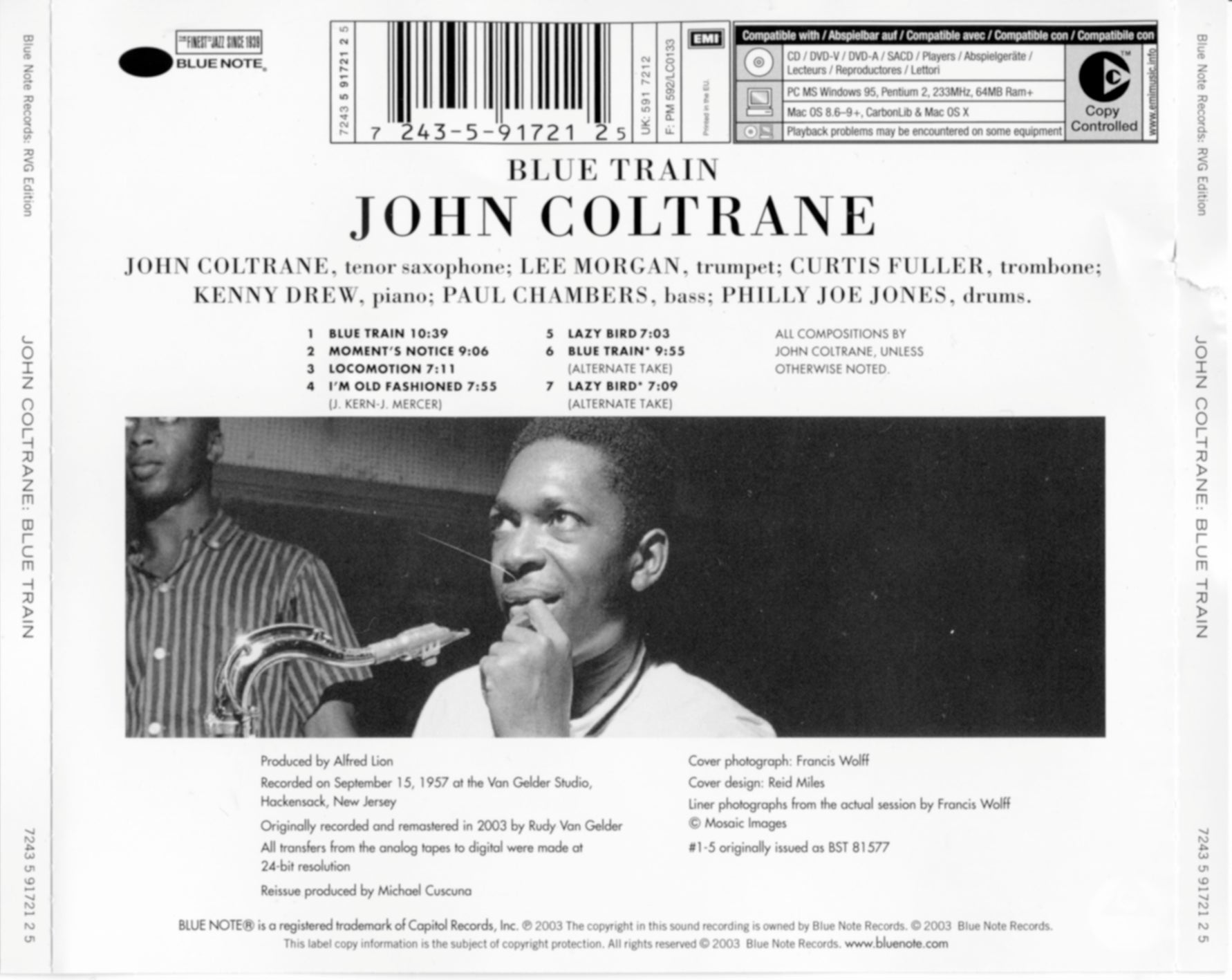 Blue Train — John Coltrane back cover
