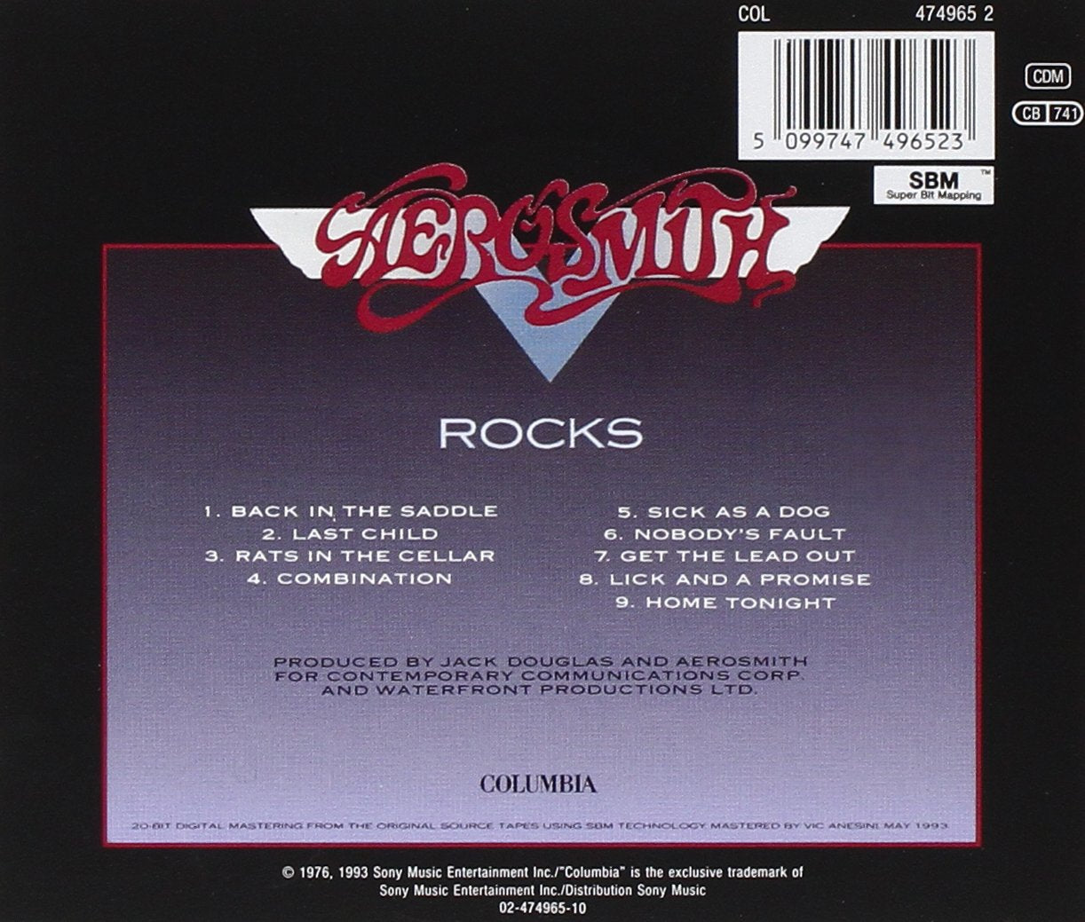 Rocks — Aerosmith back cover