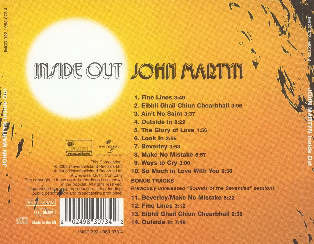 Inside Out — John Martyn back cover