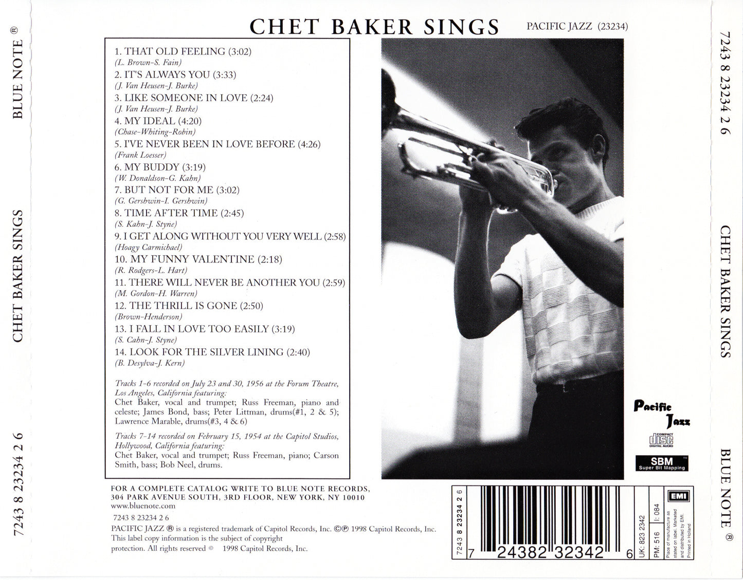 Chet Baker Sings — Chet Baker back cover