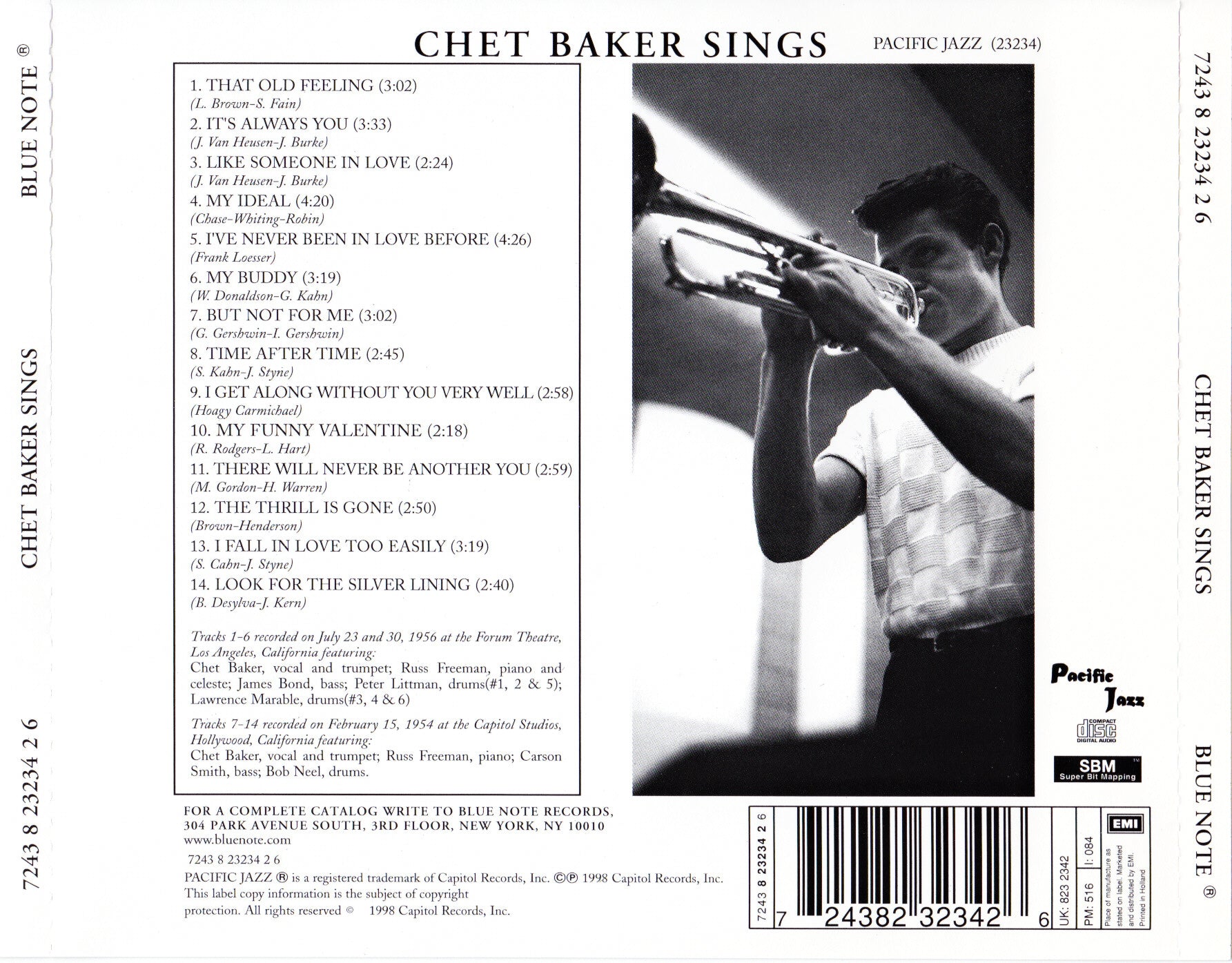 Chet Baker Sings — Chet Baker back cover