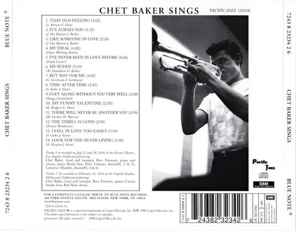 Chet Baker Sings — Chet Baker back cover