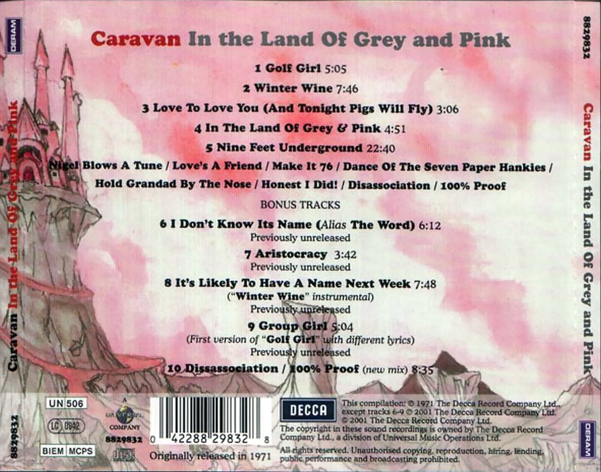 In the Land of Grey and Pink — Caravan back cover