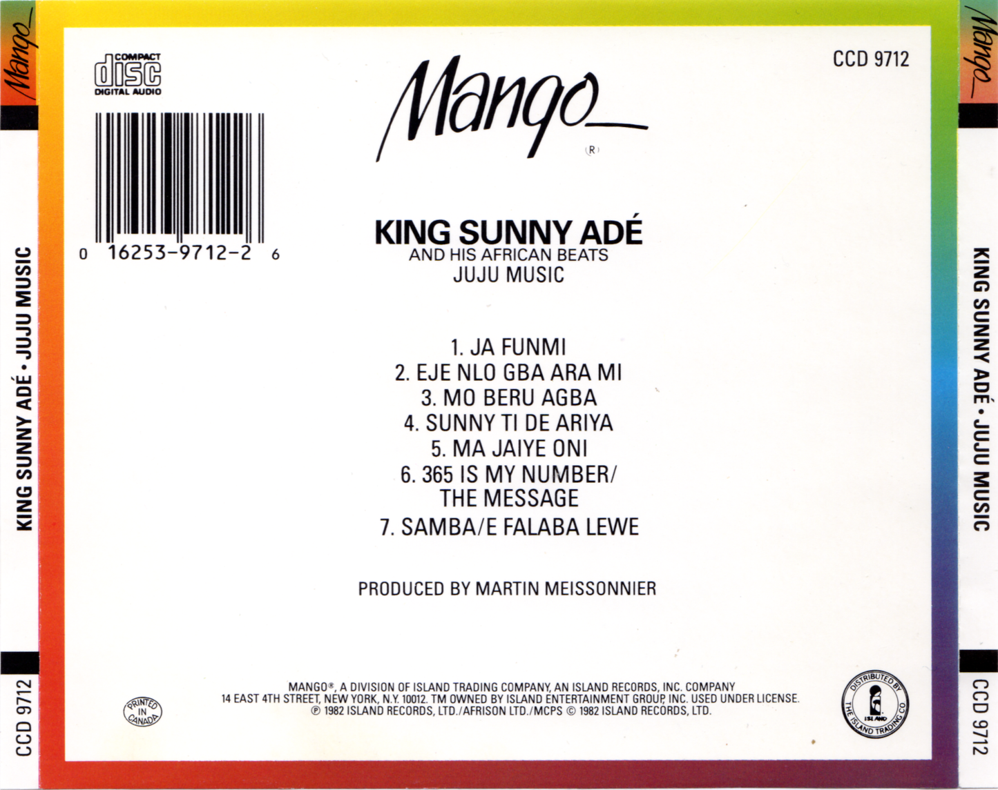 Juju Music — King Sunny Ade back cover