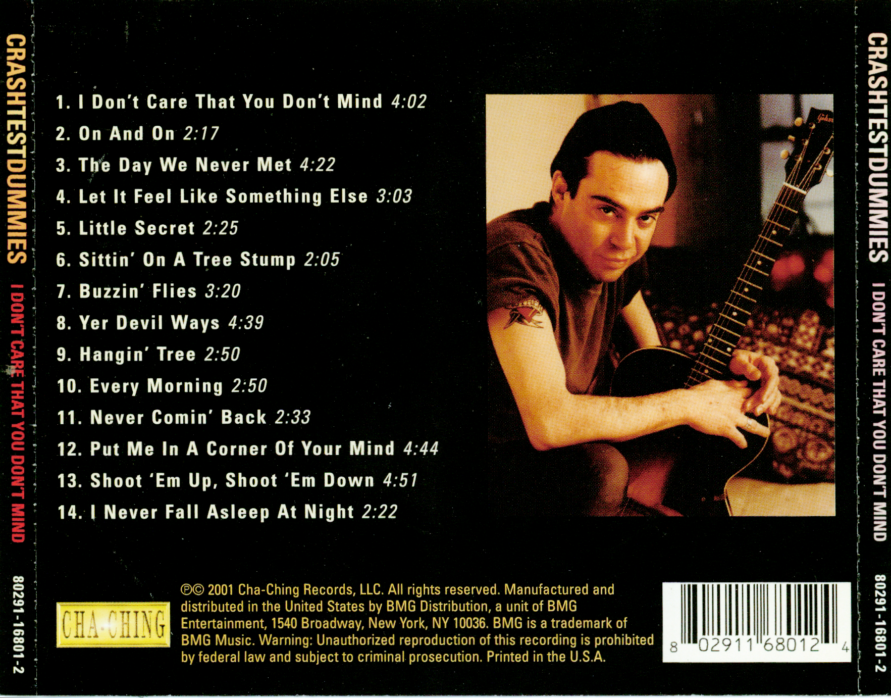 I Don't Care That You Don't Mind — Crash Test Dummies back cover