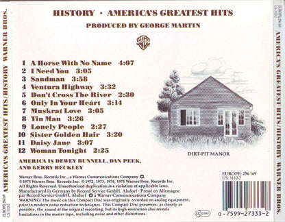 History: America's Greatest Hits — America back cover