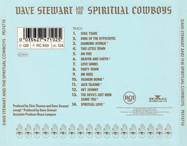 Dave Stewart & Spiritual Cowboys — Dave Stewart/Dave Stewart & the Spiritual Cowboys back cover