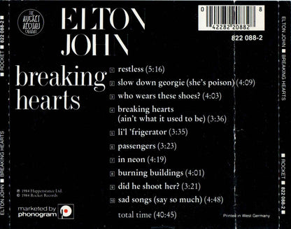 Breaking Hearts — Elton John back cover